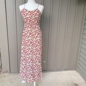 Red floral maxi dress